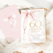Elegant Pink Bow 60th Birthday Invitation Einladung