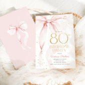 Elegant Pink Bow 80th Birthday Invitation Einladung