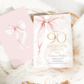Elegant Pink Bow 90th Birthday Invitation Einladung