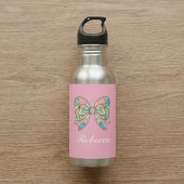 Elegant Pink Bow and Custom Name Edelstahlflasche