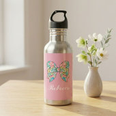Elegant Pink Bow and Custom Name Edelstahlflasche