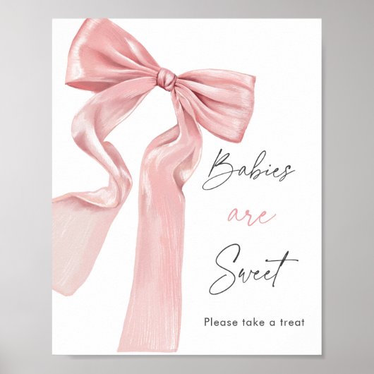 Elegant Pink Bow Baby Shower Babies sind süß Poster (Vorne)