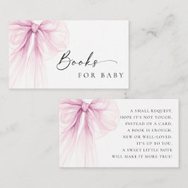 Elegant Pink Bow Baby Shower Books for Baby Begleitkarte