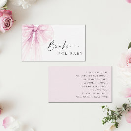 Elegant Pink Bow Baby Shower Books for Baby Begleitkarte