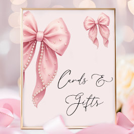 Elegant Pink Bow Baby Shower Cards and Gifts Poster