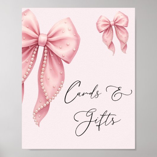 Elegant Pink Bow Baby Shower Cards and Gifts Poster (Vorne)
