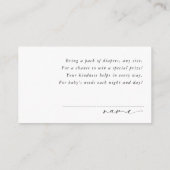 Elegant Pink Bow Baby Shower Diaper Raffle Begleitkarte (Rückseite)