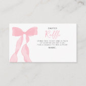 Elegant Pink Bow Baby Shower Diaper Raffle Ticket Begleitkarte (Vorderseite)