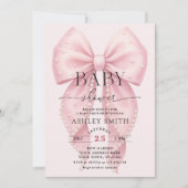 Elegant Pink Bow Baby Shower Einladung (Vorderseite)