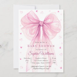 Elegant Pink Bow Baby Shower Invitation Einladung
