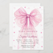 Elegant Pink Bow Baby Shower Invitation Einladung (Vorne/Hinten)