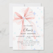 Elegant Pink Bow Baby Shower Invitation Einladung (Vorderseite)