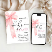 Elegant Pink Bow Baby Shower Invitation Einladung