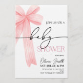 Elegant Pink Bow Baby Shower Invitation Einladung (Vorderseite)