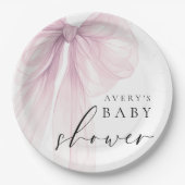 Elegant Pink Bow Baby Shower Pappteller (Vorderseite)