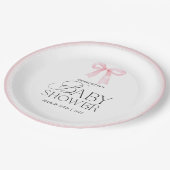 Elegant Pink Bow Baby Shower  Pappteller (Schrägansicht)