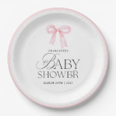 Elegant Pink Bow Baby Shower  Pappteller (Vorderseite)