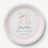 Elegant Pink Bow Baby Shower Pappteller (Vorderseite)