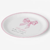 Elegant Pink Bow Baby Shower  Pappteller (Schrägansicht)