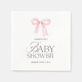 Elegant Pink Bow Baby Shower  Serviette (Vorderseite)