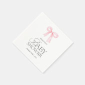 Elegant Pink Bow Baby Shower  Serviette (Ecke)
