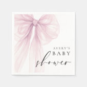 Elegant Pink Bow Baby Shower Serviette (Vorderseite)