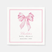 Elegant Pink Bow Baby Shower  Serviette (Vorderseite)