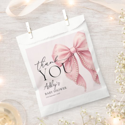 Elegant Pink Bow Baby Shower Thank You Geschenktütchen (Ausgeschnitten)