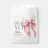 Elegant Pink Bow Baby Shower Thank You Geschenktütchen (Vorderseite)