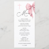 Elegant Pink Bow Baptism Menu Menükarte (Vorderseite)