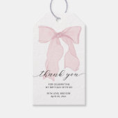Elegant Pink Bow Birthday Geschenkanhänger (Vorderseite)
