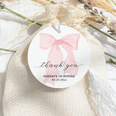 Elegant Pink Bow Birthday Geschenkanhänger