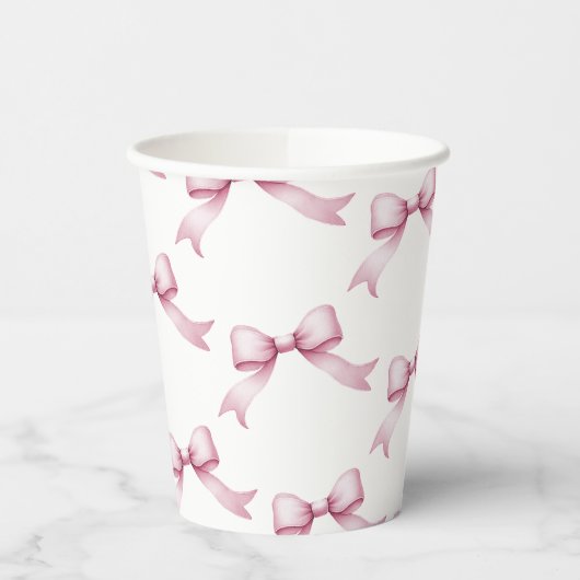 Elegant Pink Bow Birthday Pappbecher (Links)