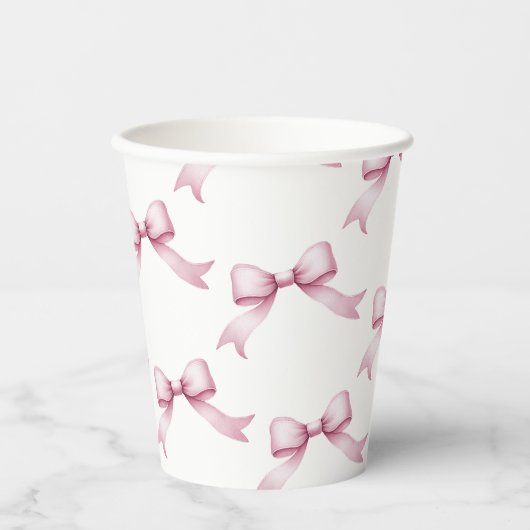Elegant Pink Bow Birthday Pappbecher (Vorderseite)