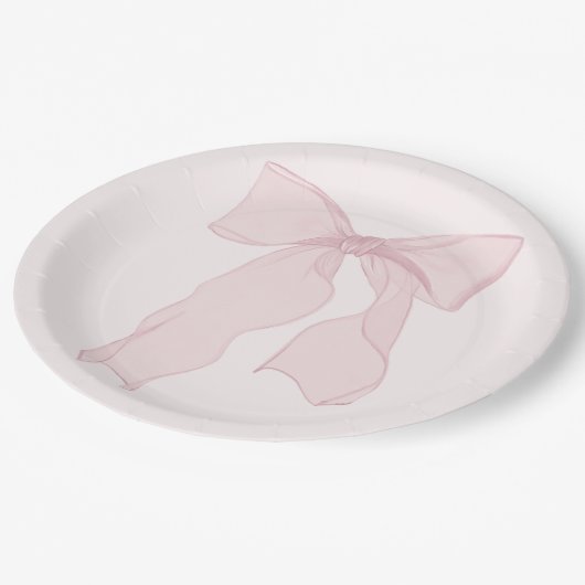 Elegant Pink Bow Birthday Pappteller (Schrägansicht)