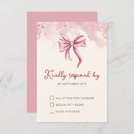 Elegant Pink Bow Birthday Quinceañera RSVP Karte