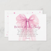 Elegant Pink Bow Books for Baby Request Card Begleitkarte (Vorne/Hinten)