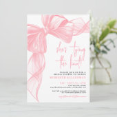 Elegant Pink Bow Bridal Shower Einladung (Stehend Vorderseite)
