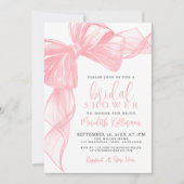 Elegant Pink Bow Bridal Shower Einladung (Vorderseite)