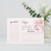 Elegant Pink Bow Bridal Shower Recipe Card (Stehend Vorderseite)