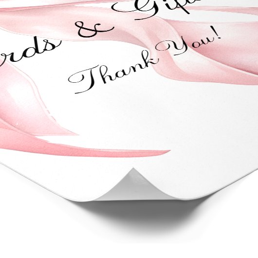 Elegant Pink Bow Cards and Gifts Sign Poster (Ecke)
