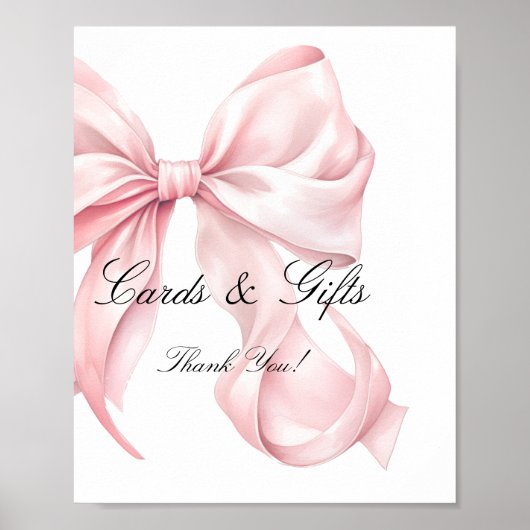 Elegant Pink Bow Cards and Gifts Sign Poster (Vorne)