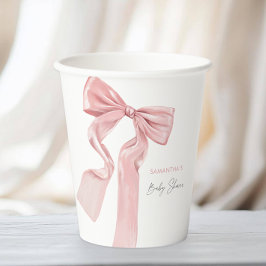 Elegant Pink Bow Coquette Babydusche Pappbecher