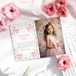 Elegant Pink Bow Coquette Geburtstag Vielen Dank Dankeskarte