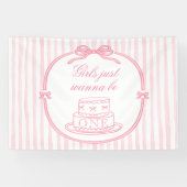 Elegant Pink Bow Coquette Girl 1st Birthday  Banner (Horizontal)