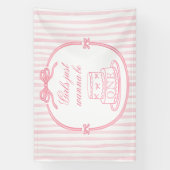Elegant Pink Bow Coquette Girl 1st Birthday  Banner (Vertikal)