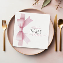 Elegant Pink Bow Coquette Girl Baby Shower