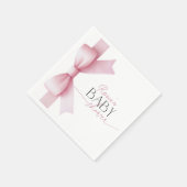 Elegant Pink Bow Coquette Girl Baby Shower Serviette (Ecke)