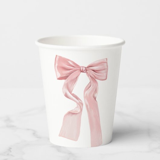 Elegant Pink Bow Coquette Pappbecher (Rückseite)