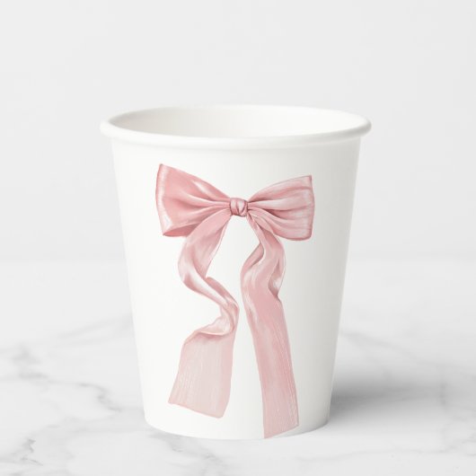 Elegant Pink Bow Coquette Pappbecher (Vorderseite)